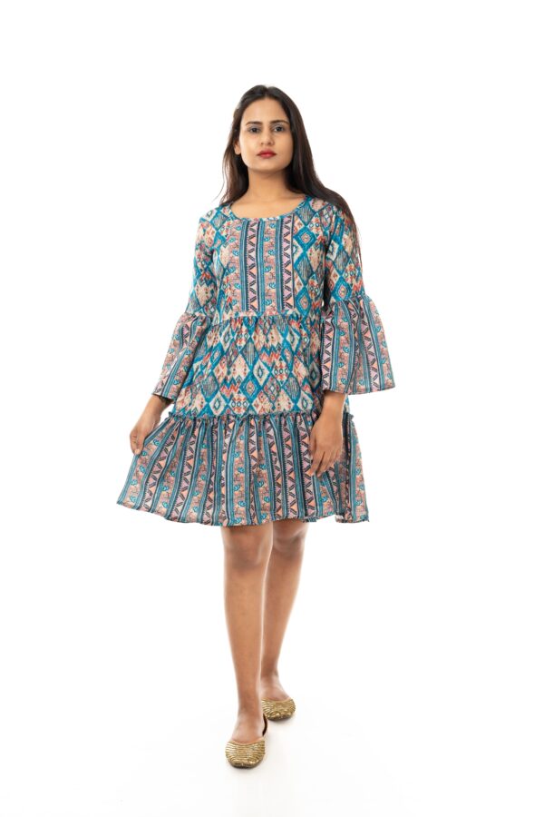 Printed A-Line Midi Dresses ( Color : Multi color )