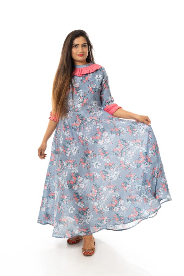 Women Printed A-Line Dress(Color : Grey)