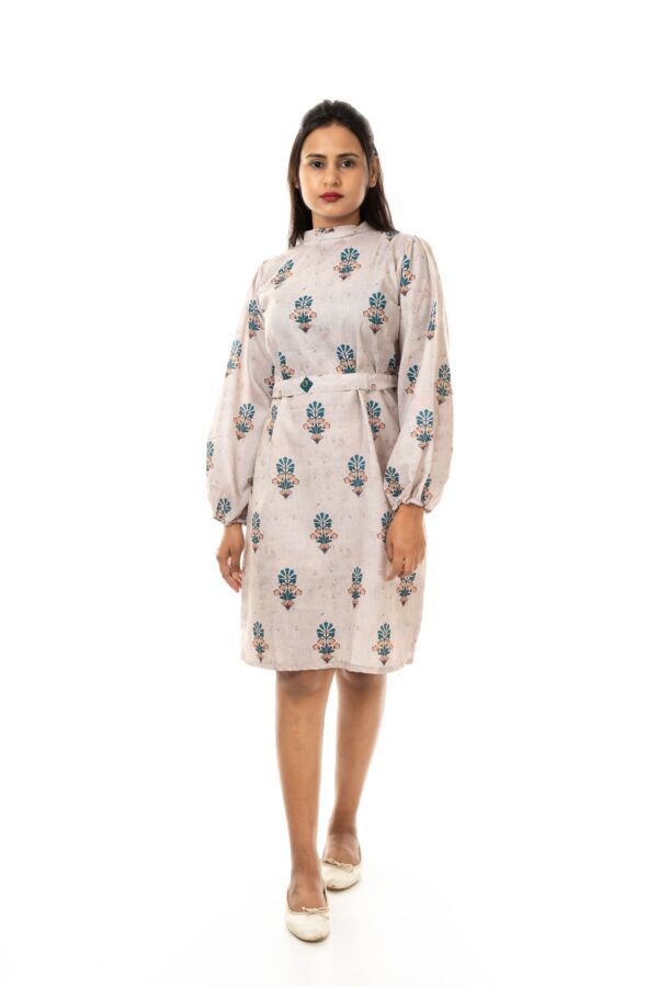 Women Puff Sleeves A-Line Dress(Color : Cream )
