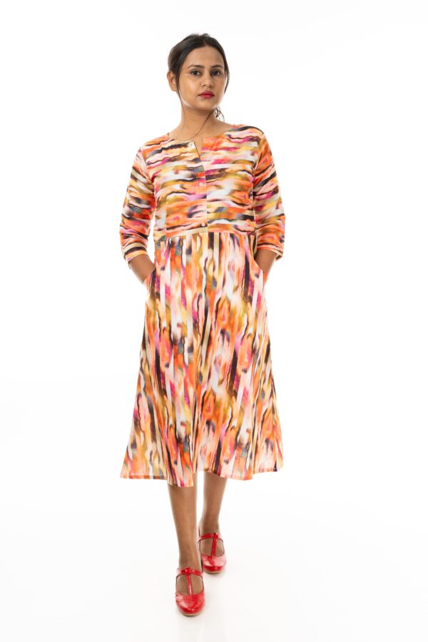 Printed A-line Dress(Color : Multi Color)