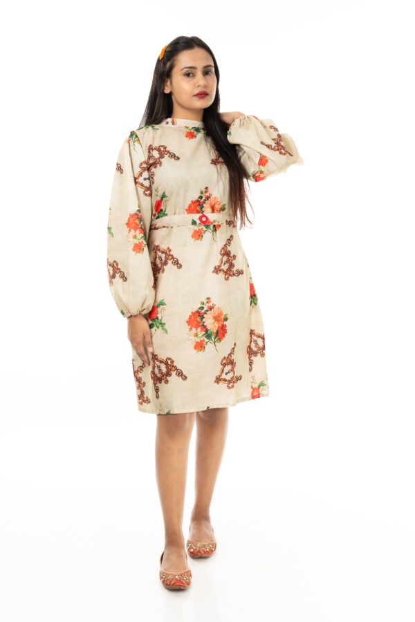 Women Puff Sleeves A-Line Dress(Color : L Green)
