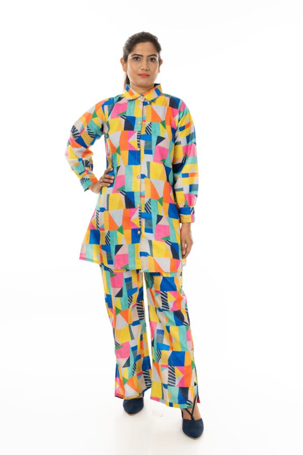 Women Printed Shirt with Trouser Cord Set  ( Color : Multi Color  )