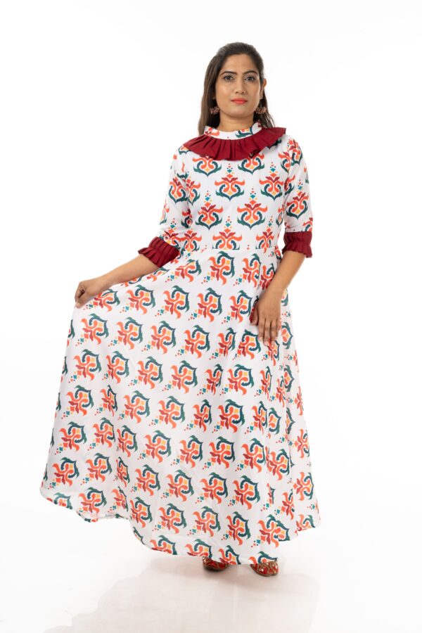 Women Printed A-Line Dress (Color : BEGIE)