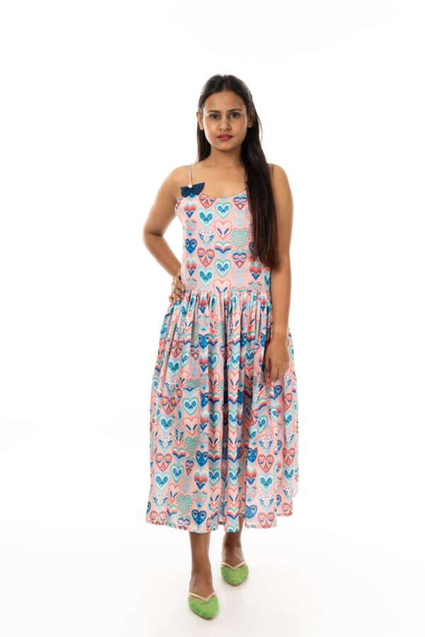 Printed A-Line Midi Dresses ( Color : Multi Color )